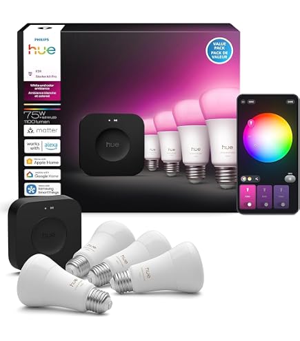 Philips Hue Smart Lighting Bundle with Color Bulbs and Dimmer